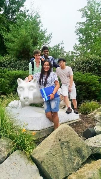 Group of International Students at Lion Shrine