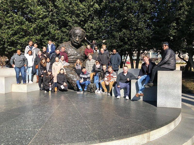 Penn State Behrend students visited the Einstein Memorial in Washington, D.C., during Spring Break in March 2019.